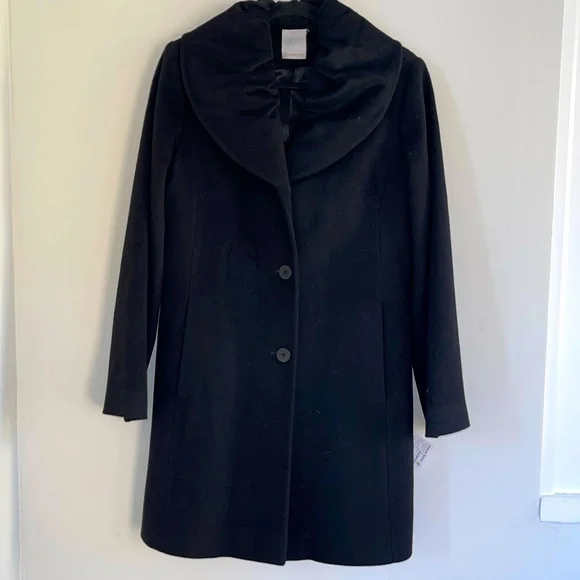Fluerette Cashmere Wool Ruffled Collar 3 button coat size 10 GUC - Picture 1 of 10